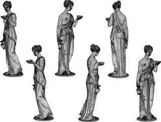 Sketch vector illustration design of greek roman goddess of beauty woman statue