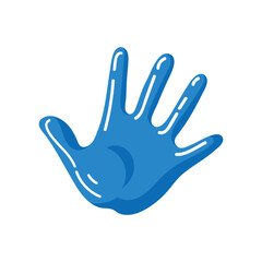 hand in water. vector illustration. handprint in blue paint. child's hand. creation. latex glove. clean. medicine