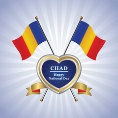 Chad flag Happy National Day with heart