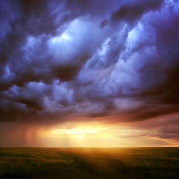 Prairie Storm Clouds Sunset