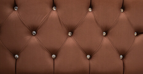 brown fabric with buttons, diamond shaped pattern, - obrazy, fototapety, plakaty