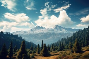 Fototapeta premium Idyllic mountain landscape with sky and clouds