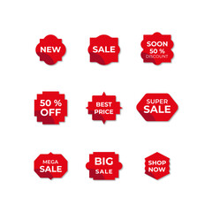 Simple flat style vintage labels, stickers with sale discount text. Sale quality tags and labels. Template banner shopping offer.