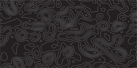 Abstract white on black background Topographic line map pattern. Contour elevation topographic and textured Background Modern design with White background with topographic wavy patte.