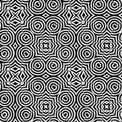 Seamless pattern with geometric motifs in black and white. Vector illustration.