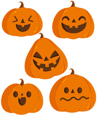 Flat vector Halloween pumpkin set