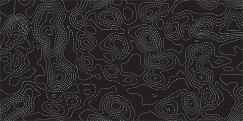 Abstract white on black background Topographic line map pattern. Contour elevation topographic and textured Background Modern design with White background with topographic wavy patte.