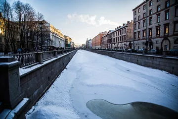 Deurstickers canal in winter © Walter