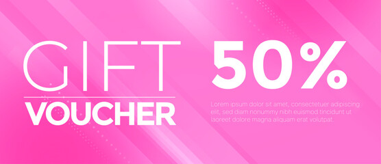Fototapeta premium Vector Gift Voucher Design Template. Gift Voucher Template Promotion Sale Discount. Vector Illustration, Pink Voucher