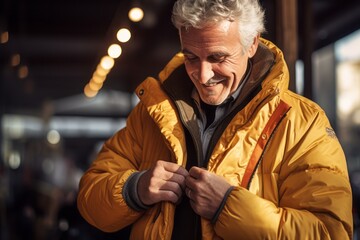 Obraz premium mature man in warm yellow clothes 