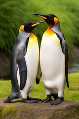 Pair of king penguins in the wild