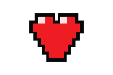 heart shape red pixel isolated on white background, square red pixel heart shape for clip art, cute pixel heart shape icon, love sign for valentine