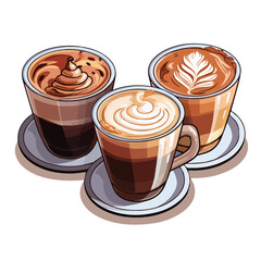Hot coffee with latte art, Americano, Latte, Cuppacinno