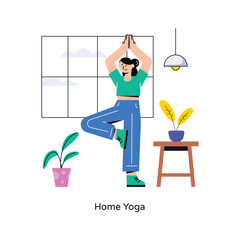 Home Yoga Flat Style Design Vector illustration. Stock illustration