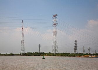 Power line in Ho Chi Minh. Vietnam - 645737997