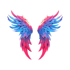 Fototapeta premium Cartoon color angel wings isolated on dark background. 3D bird wings design template. Vector illustration EPS10