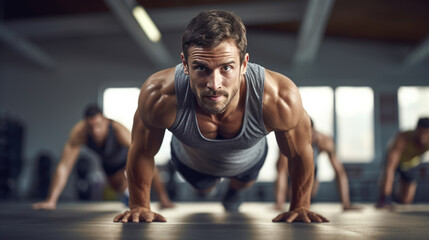Fototapeta premium Portrait of athletic man in a gym