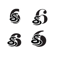 Initials Logo Design Alphabet Letter 6  Snake Logo Design Concept 