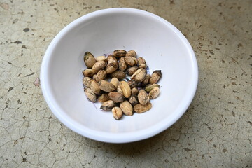 Azadirachta indica seeds.
 It's other names Neem, nimtree or Indian lilac. Its fruits are the source of neem oil. Many aruvedic medicines are made from its  seeds and fruits. 