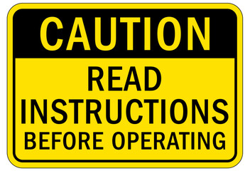 Read manual instruction sign and label