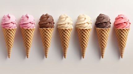 set of colorful ice cream isolated on white background, generative AI