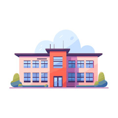 School Building in flat style isolated on white background. Vector illustration EPS10