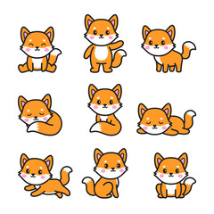 Fox Character, Animal Doodle Cartoon Illustration