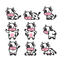 Cow Character, Animal Doodle Cartoon Illustration