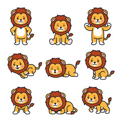 Lion Character, Animal Doodle Cartoon Illustration