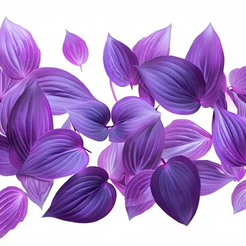 violet leaves pattern,leaf tradescantia pallida or purple queen plant or purple heart isolated on white background