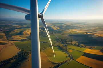 Fototapeta premium Windturbines at sunset in the beatiful countryside landscape