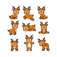 Deer Character, Animal Doodle Cartoon Illustration