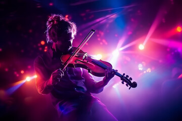 Fototapeta premium Closeup of modern music concert with light effects