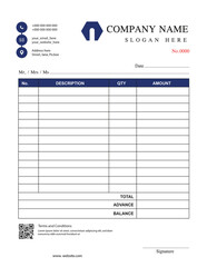 Corporate Business Stationery Design. Hand Bill, Invoice Template with Place for Your Text.