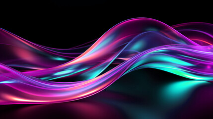 3D render, abstract ascending pink-blue neon lines isolated on black background wallpaper
