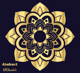 Abstract golden ornament or flower mandala and use floor