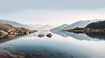 lake and mountains