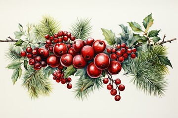christmas tree branch with red balls