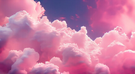 Pink fluffy soft clouds. Beautiful cloudy sky. Dream cloud of heaven. Nature background or backdrop.
