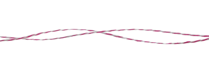 Red white twisted post rope isolated on white, clipping path  