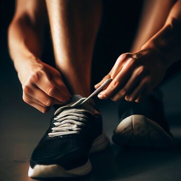 Tying sports shoes