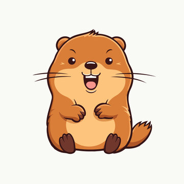 recommend clip art: Beaver tshirt design graphic, cute happy kawaii style, clear outline