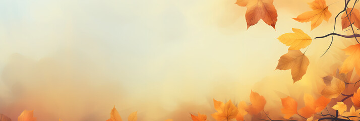 Naklejka na ściany i meble Herbstlicher Hintergrund Banner mit bunten Blättern und Textfreiraum