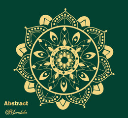 Abstract golden ornament or flower mandala and use floor