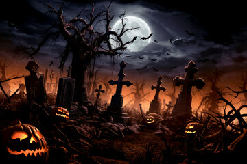 Halloween Scene Background or for greeting cards