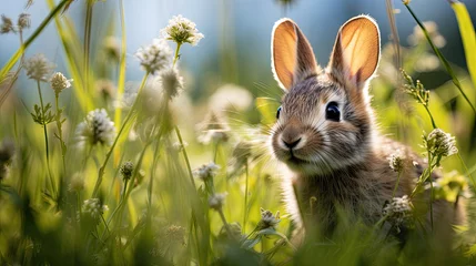 Foto op Aluminium easter rabbit in the grass © Jean Isard