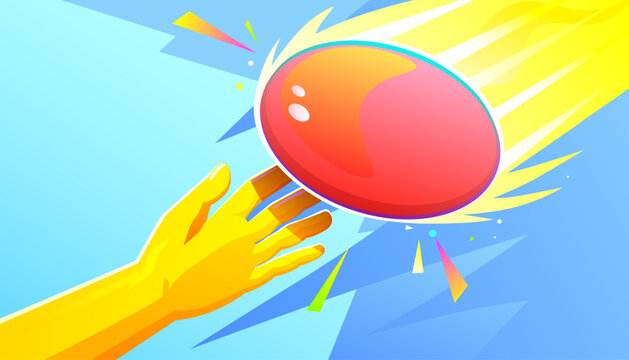 The hand throwing a frisbee disk on abstract background. Sport and games