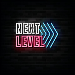Obraz premium Next Level Neon Signs Vector Design Template Neon Style