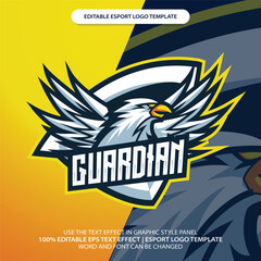 Great Flying Mascot Character Eagle Sport Emblem Logo. Identity for gamer streamer