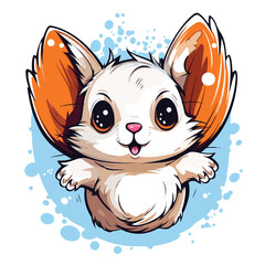 Flying squirrel tshirt design graphic, cute happy kawaii style